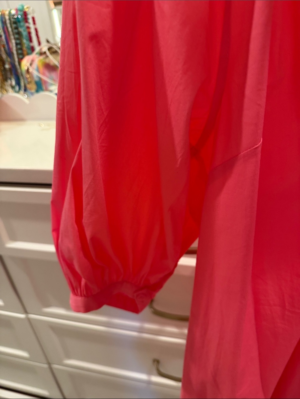 STAUD Coral Pink Button-Front Puff Sleeve Blouse - Picture 5 of 5
